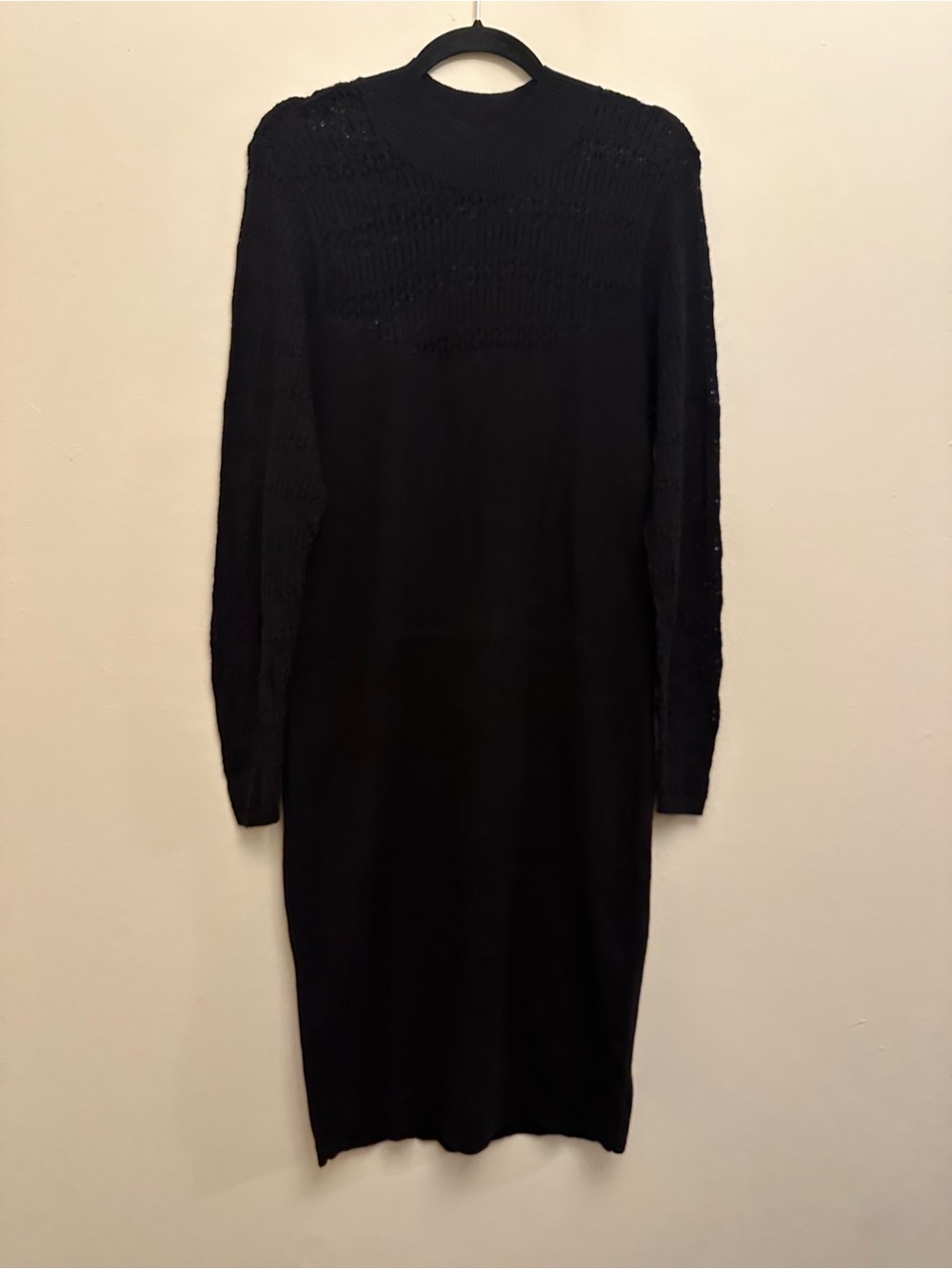 Torrid Black Pointelle Knit Sweater Dress Mock Neck Long Sleeve Plus Size 2